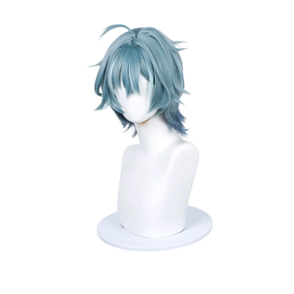 Freminet Genshin Impact Cosplay Wig Blue Gradient Short Layered Hair Heat Resistant Synthetic Wig For Cos Event 4