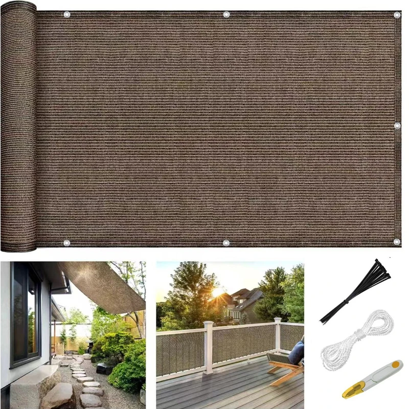 Home Balcony Privacy Screen Gray Fence Deck Shade Sail Yard Cover Anti-UV Sunblock Wind Protection