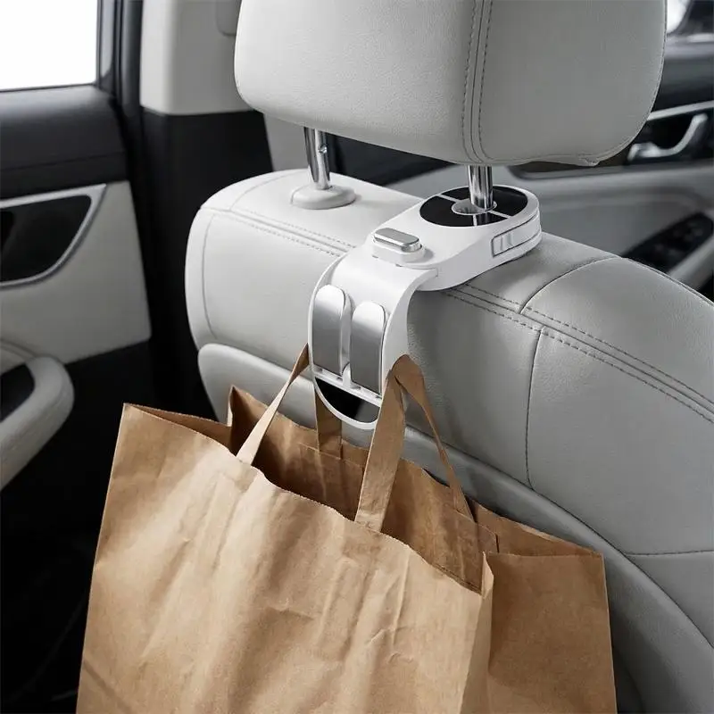 Car Headrest Hook Foldable Holder for Backseat Storage of Bags Coats Functional Car Accessory for Organization