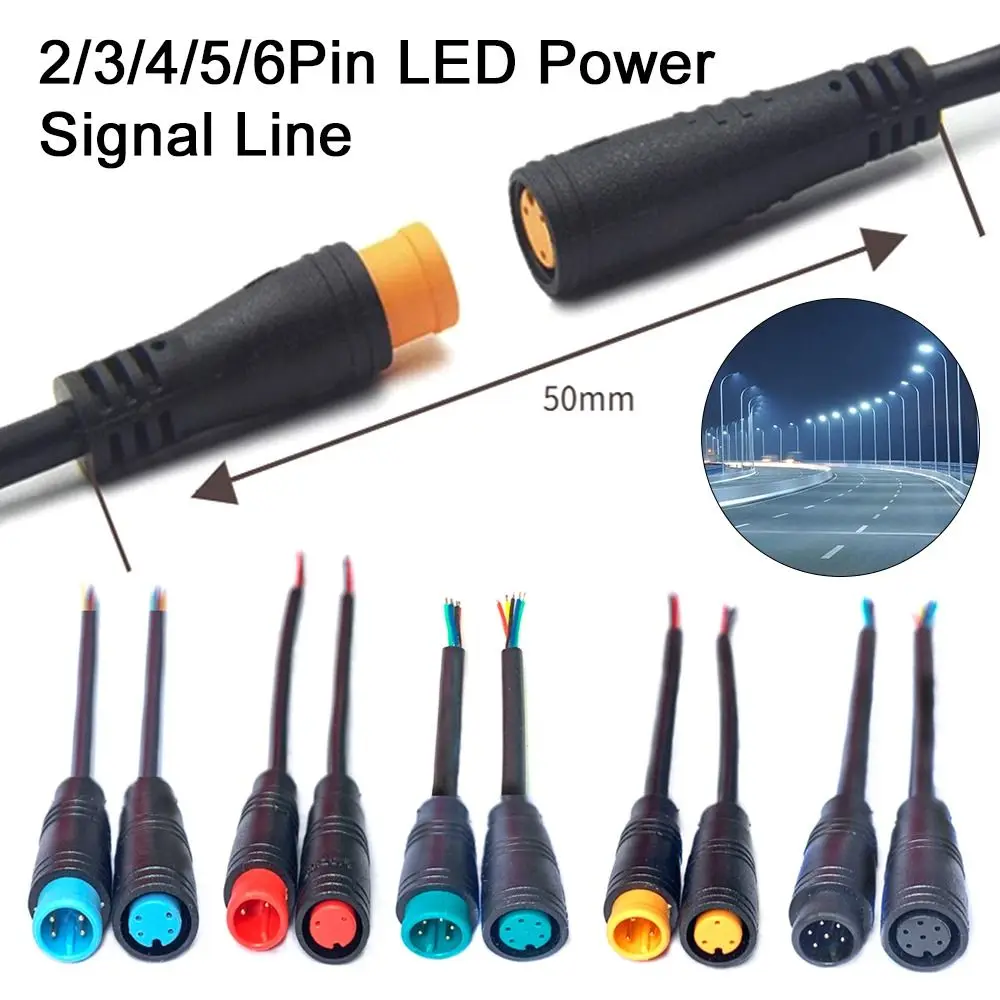 Black Ebike Accessories Optional Cable Base Connector Waterproof Connector 2/3/4/5/6Pin Cable Display Pin