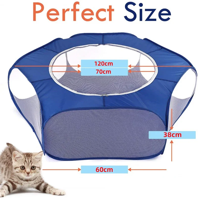 Portable Small Pet Cage Transparent Cat and Dog Cage Tent Pet Playpen Open Folding Yard Fence For Dog Hamster Rabbit Guinea Pig