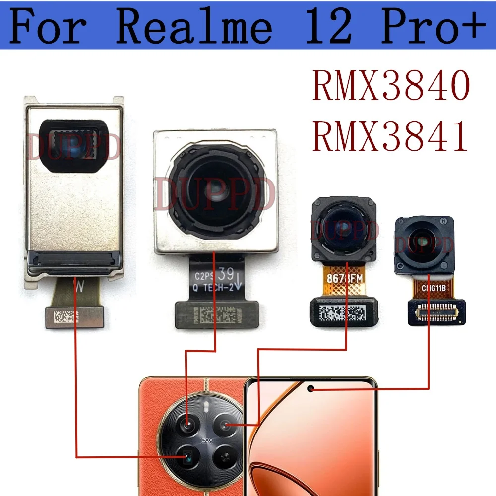 Front Facing Selfie Camera For Realme 12 Pro+ RMX3840 Backside Big Main Rear View Back Camera Flex Cable Mobile Replacement
