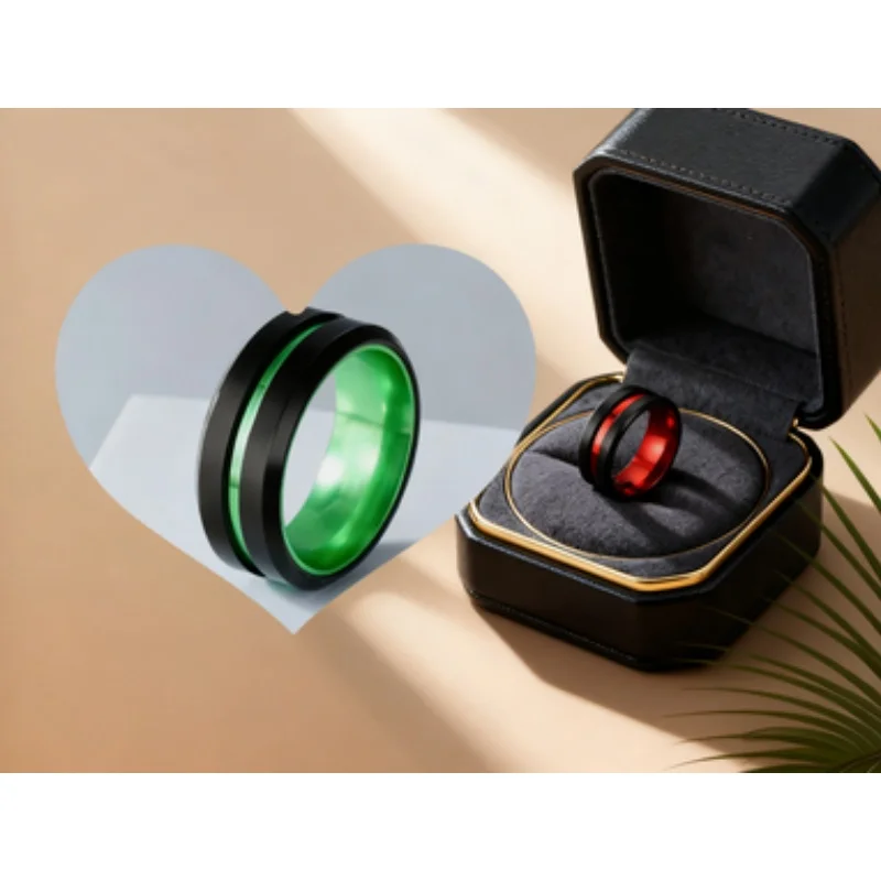 Elegant Stainless Steel Men's Ring Red/Black 6-13 Size Range Jewelry Gift New 2025 Hot Selling