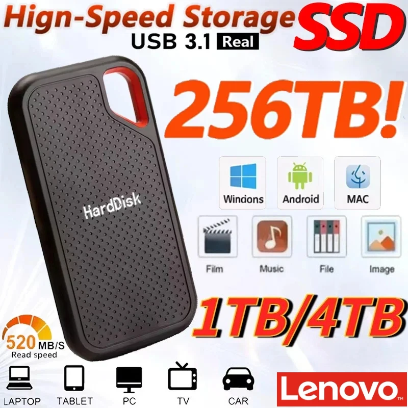 

Внешний жесткий диск Lenovo SSD E60 1 ТБ, 2 ТБ, 4 ТБ, USB 3.1 для ноутбуков, PS5, мобильных устройств, HDD-накопитель