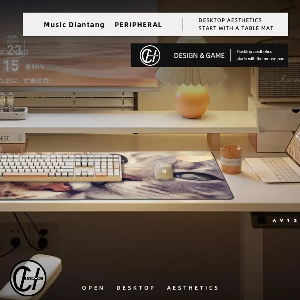 マウスパッド かわいい HD デスクパッド 拡張ゲーミングキーボードマット 大型 100x50cm XXL 猫 ゲーマー マウスパッド