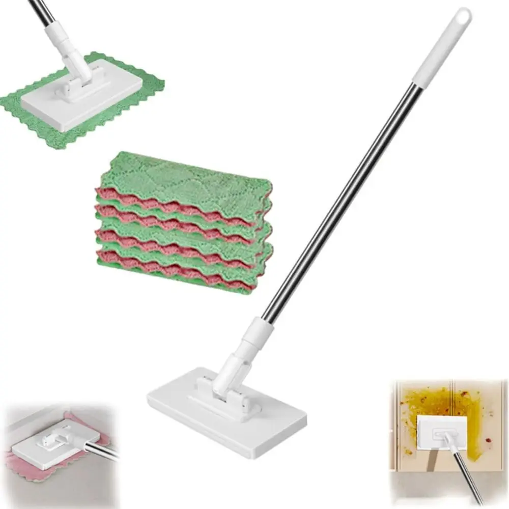 Neu mit 3 Wiederverwendbaren Tüchern Freihändiger Wischmopp 360 °   Rotierender Kopf Klemm-Automatik-Moppclip Faule Mopp-Bodenreinigung