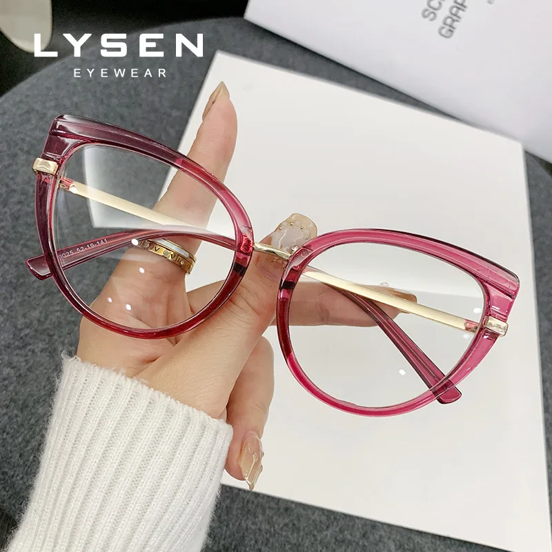 LYSEN العصرية القط العين النساء النظارات اللونية سيدة وصفة طبية النظارات البصرية مكافحة الضوء الأزرق المضادة للانعكاس قصر النظر نظارات #6