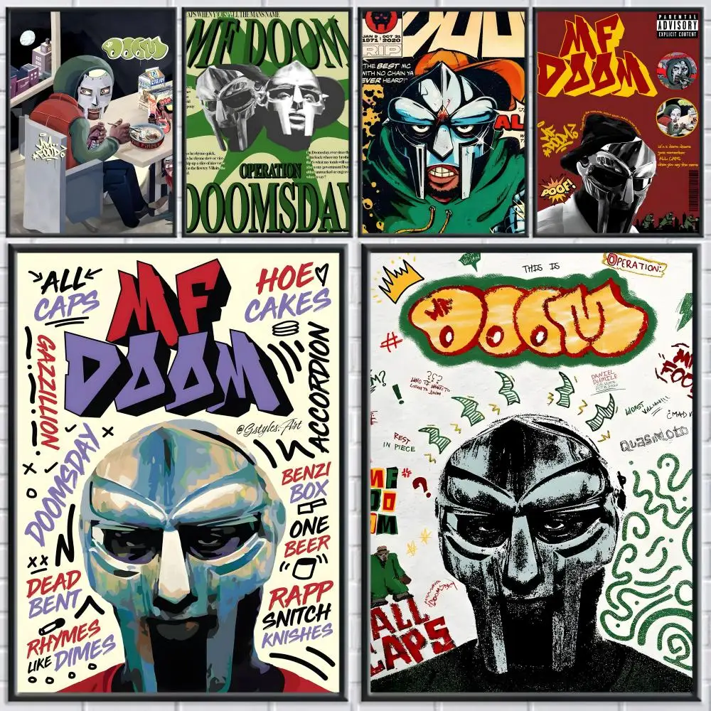 Rapper M-MF DOOM Album Cover Poster Home Living Bed Room Bar Hallway Sticky Wall Printing Waterproof Aesthetic Decor