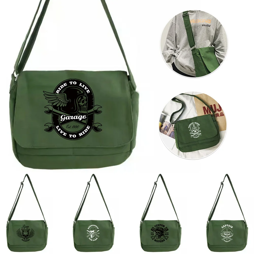 

Skull Pattern Large Capacity Shoulder Bag Joker Crossbody Multifunctional Adjustable Shoulder Strap Commuter Bag