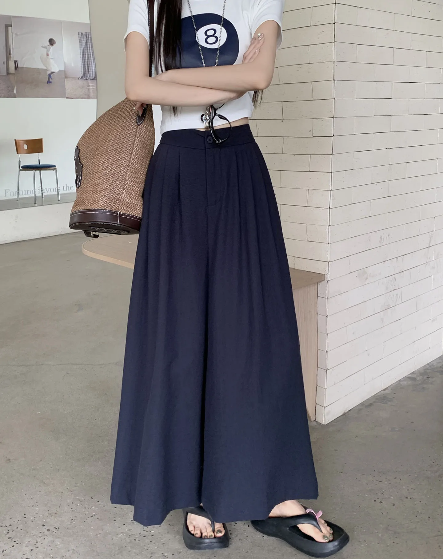 

High Quality Cotton and Linen Wide-leg Pants Women Casual Baggy Ankle Length Trouser Female Fashion White Streetwear Pants New
