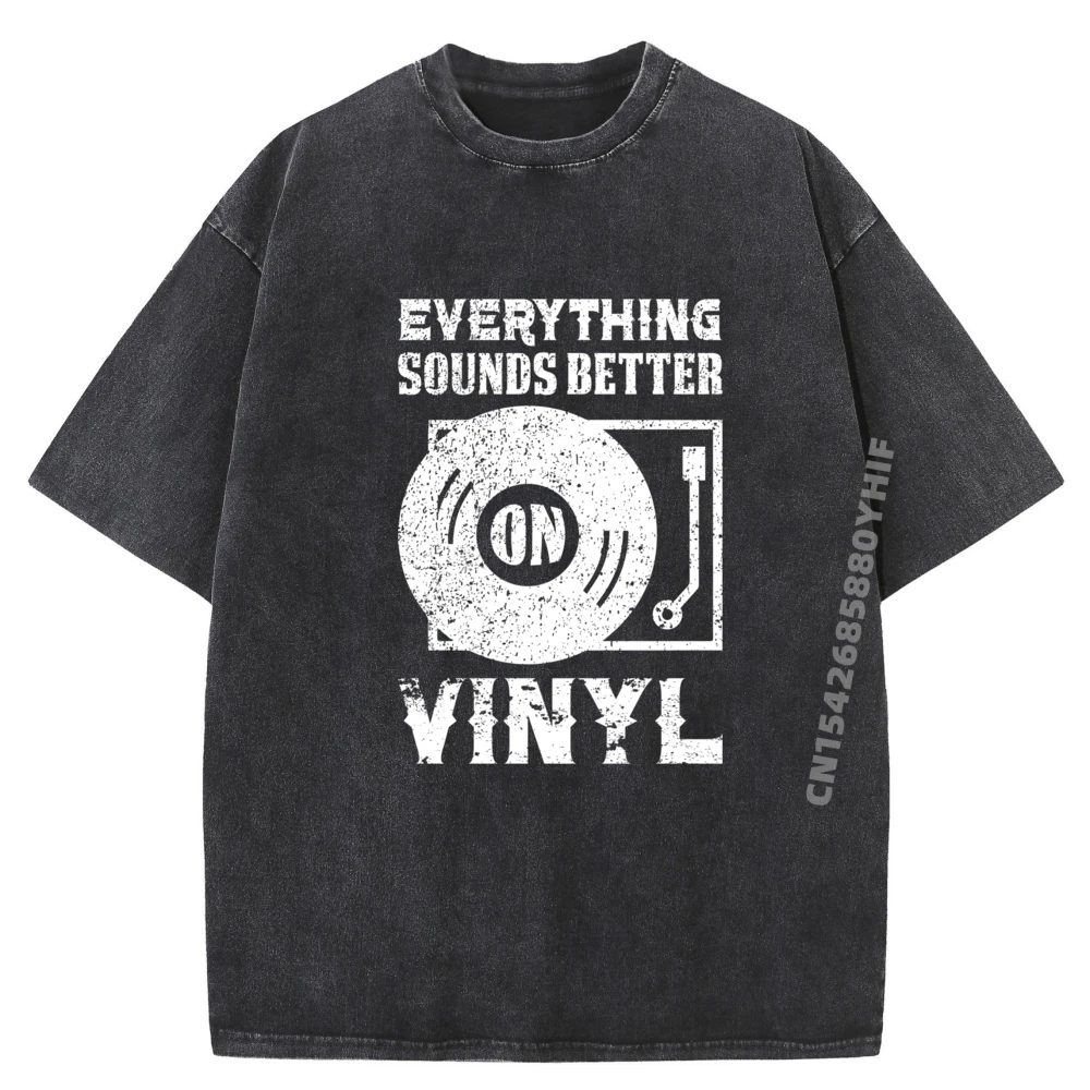 

Cute Mens Tops Tees Vintage Everything Sounds Better On T Shirts Comfortable Daily Wear Retro Washed T-shirts Summer Clothes