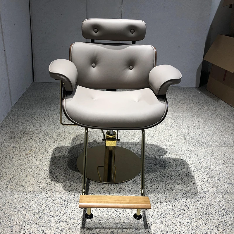 kr-Modern Beauty Salon Furniture Small Styling Chair Luxury  Round Base Barbershop Furniture Men Barber Chair for Sale！
