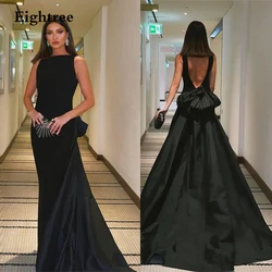 Eightree Zwarte Backless Boog Prom Dress Een Lijn Lange Trein Dubai Avond Night Party Jurken Vestidos Prom Jassen Aangepast