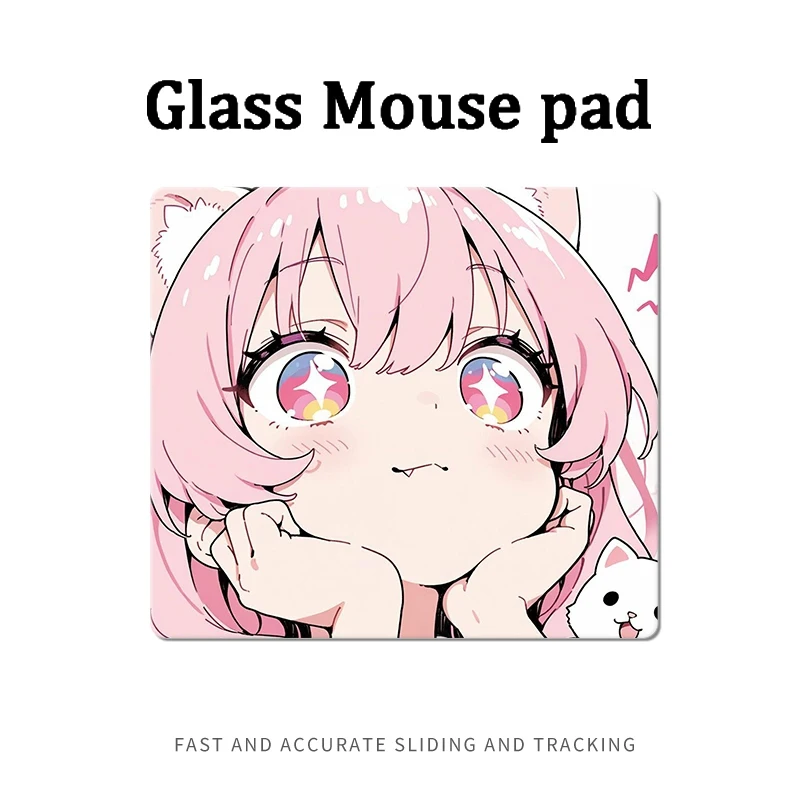

Kawaii Pink Hair Аниме Девушка Мультяшный стеклянный игровой коврик для мыши - XXL Креативная твердая закаленная фотоэлектрическая поверхность для FPS eSports