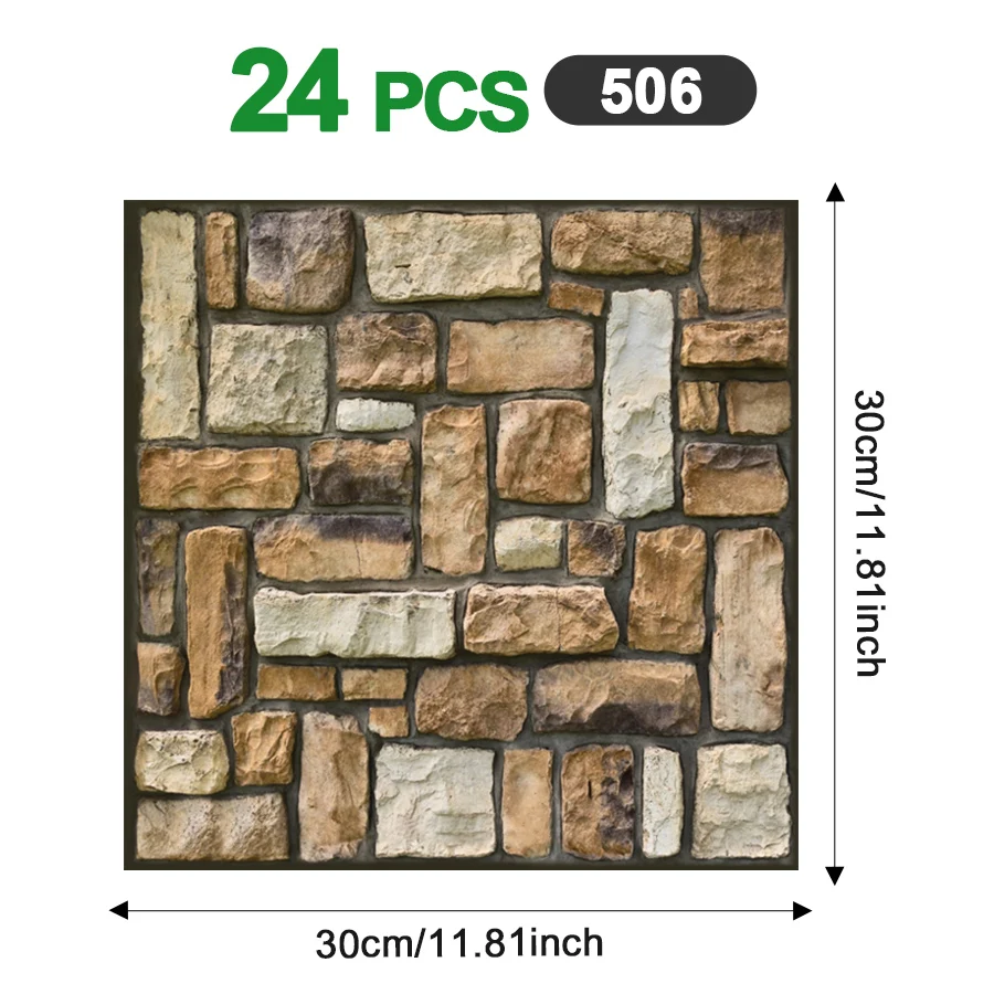 24 Peças de Papel de Parede Autoadesivo, Painéis Decorativos para Paredes 11.81X11.81 Polegadas, Papel de Parede Peel and Stick, Painéis de Parede Autoadesivos para Decoração de Quartos, Painéis de Parede 3D, Adesivos de Parede, Papel de Parede