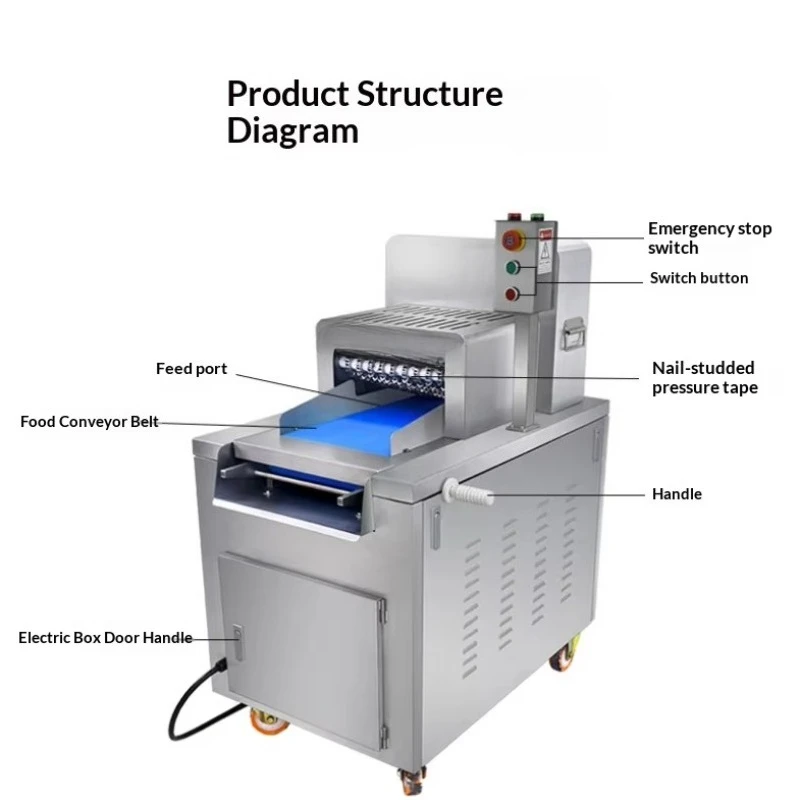 Food Grade Stainless Steel Hygienic Stable Uniform Energy Saving Slicing Processing Frozen Meat With Bone Dicer Machine