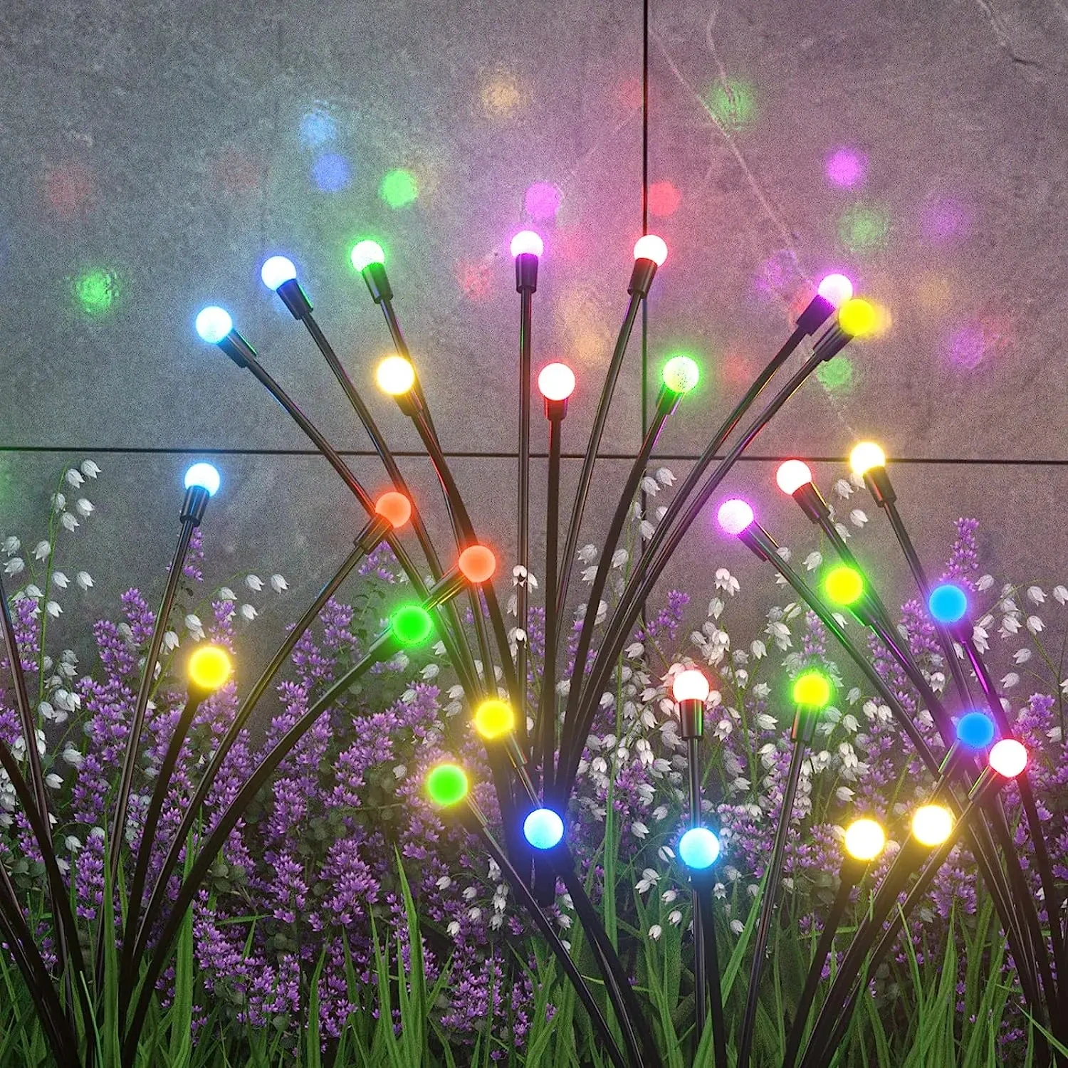 1Pc LED Solar Firefly Lights Outdoor Garden Waterproof Lawn Landscape Decor Fairy Light Sunlight Powered Fence Street Solar Lamp