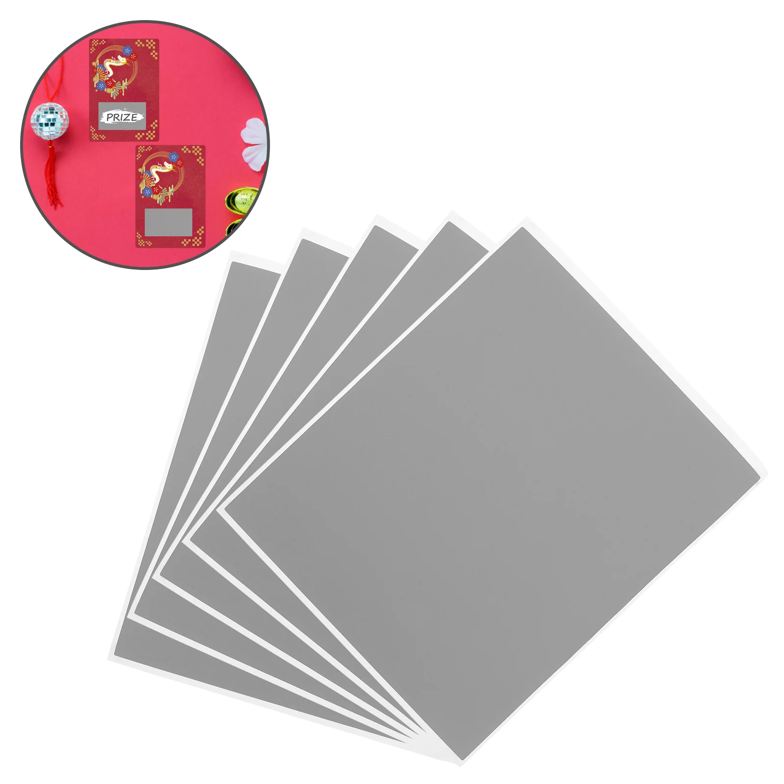 5 Sheets Scratch Card Stickers off Prizes Postcards Small Label Paper Round Coating