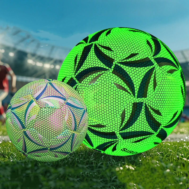 반사 야광 축구 사이즈 5 스티치 축구 PU, 내마모성, 게임 훈련, 야광 형광 축구
