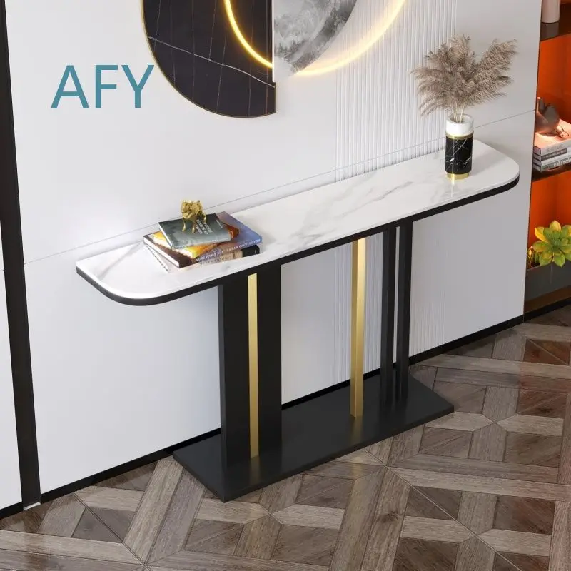 Semi-Circular Stone Entry Table for Modern Minimalist Living Room Wall-Mounted Console Desk with Ins Style Creative Design