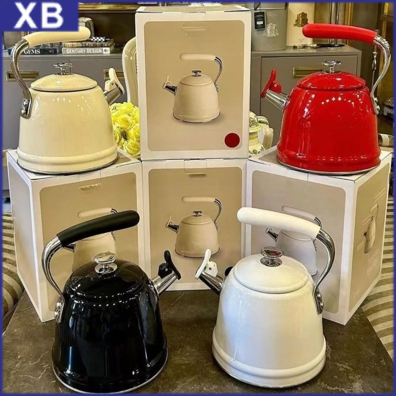 

Stovetop Whistling Kettle 50s Retro Style 2.3L Stainless Steel Tea Kettle with Iconic Design & Whistle Premium Kitchen Statement