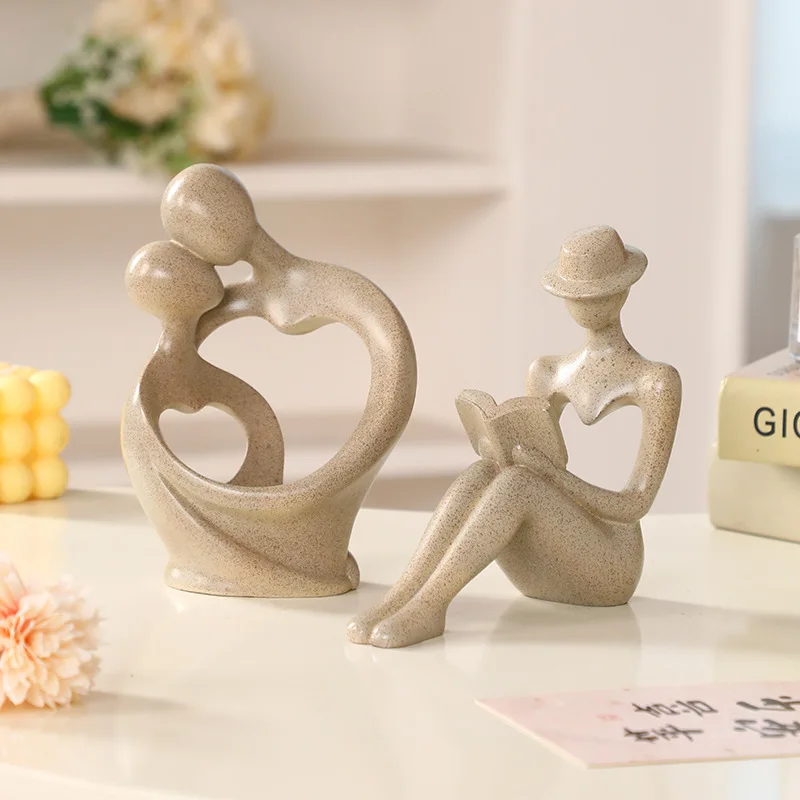 

Resin Bookshelf Decoration Abstract Reading Woman Thinker Statue Ornaments Creative Art Design Home Office Bookshelf Decoration