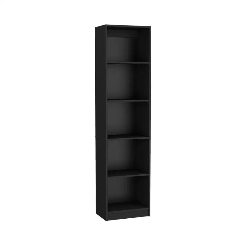 Compact Bookcase with Multiple Shelves, Black Finish Bookshelf for Storage and Display