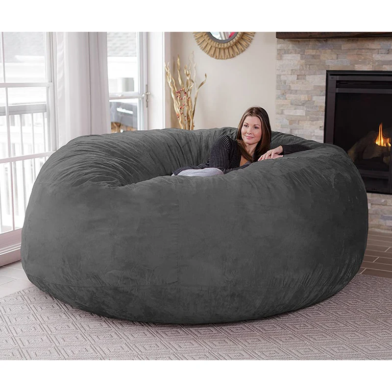 

5ft Giant Suede Fabric Bean Bag Cover Living Room Furniture Big Round Soft Bean Bag Lazy Sofa Bed Coat Without Fillings