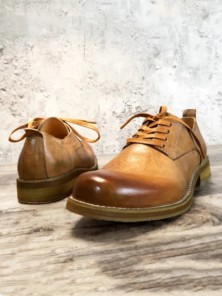 slim fit dress slacks Mens Real Leather Vintage Shoes Brogues 1920s Suede Tweed Laced Shoes Smart Formal main image 1