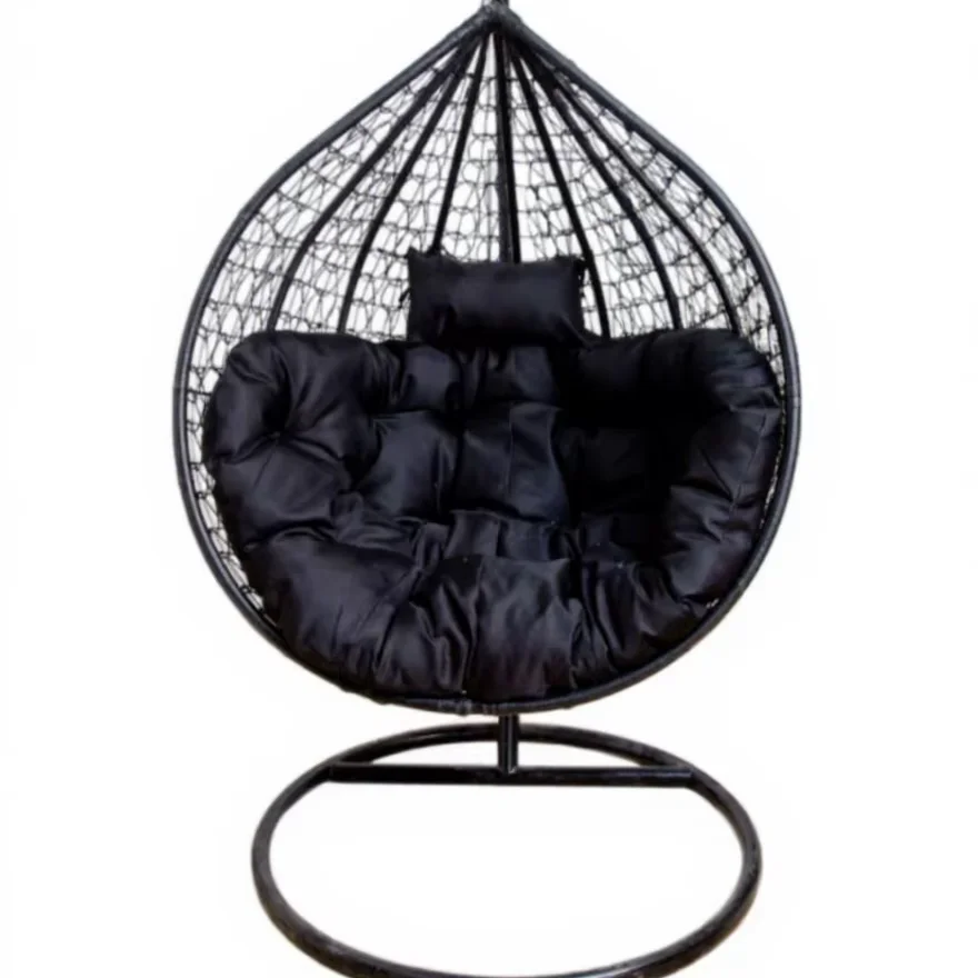 

Indoor/Outdoor Use Living Room Bedroom Balcony Modern Woven Hanging Egg Chair Swing Stand Metal Frame 150kg Load Capacity