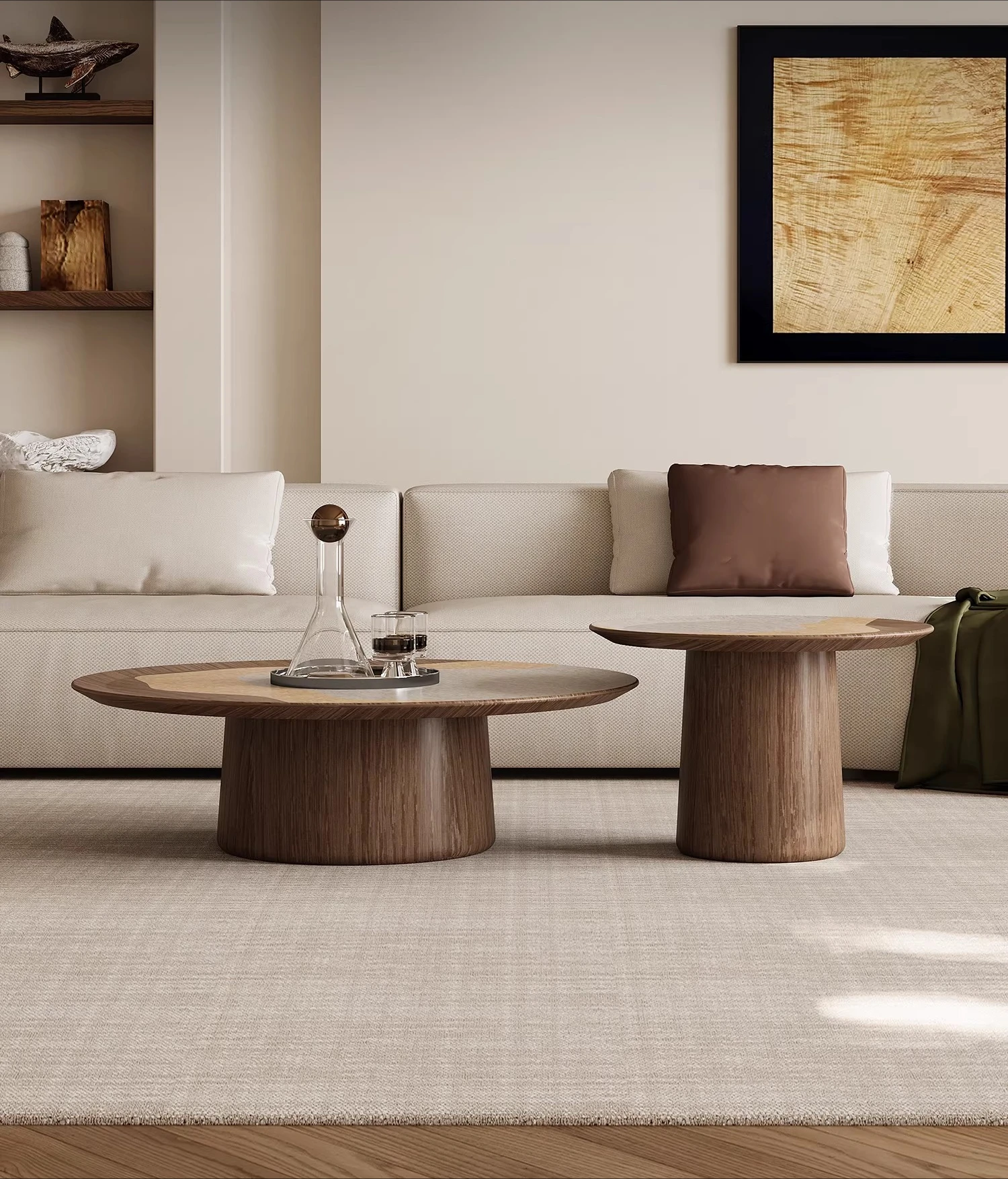 

round coffee table combination living room household small apartment 2026 new high-end sense wabi sabi art creativity
