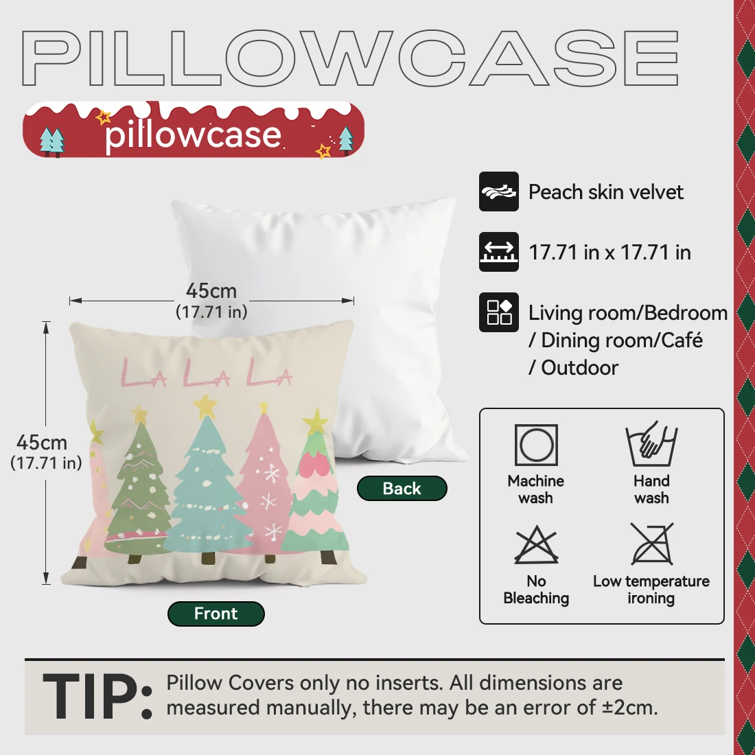 

Pink Christmas Cushion Pillowcase Printed Polyester 45x45cm Throw Pillowcover Decorative Sofa Cushion Pillowslip Home Decor