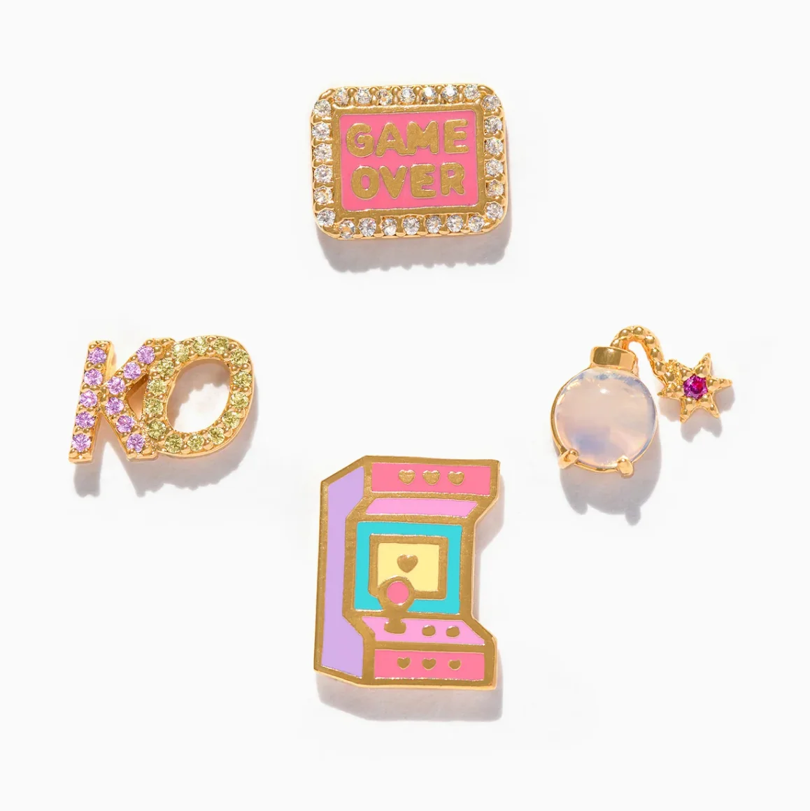 New Vintage Nostalgic Cute Colorful Drip Oil Zircon Game Console Heart Funny Stud Earrings For Women Fashion Jewelry