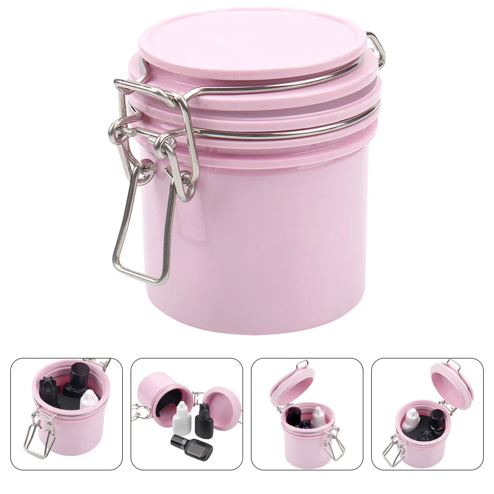 Glue Seal Jar Lash Eyelash Curler Leakproof Sealing Eyelashes Extension Plastic Storage Tank