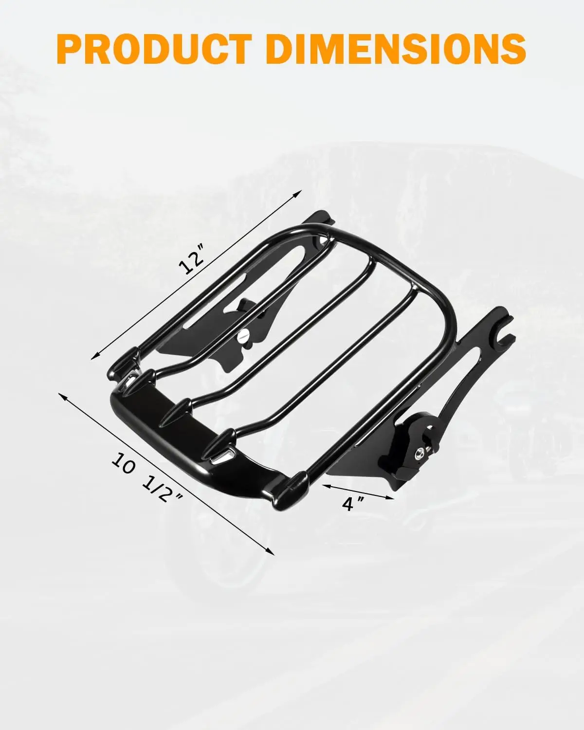 Gloss Black Detachable 2-Up Luggage Rack Mount Fit Harley Touring Street Glide Road King Electra Glide 09-24 Vivid Black