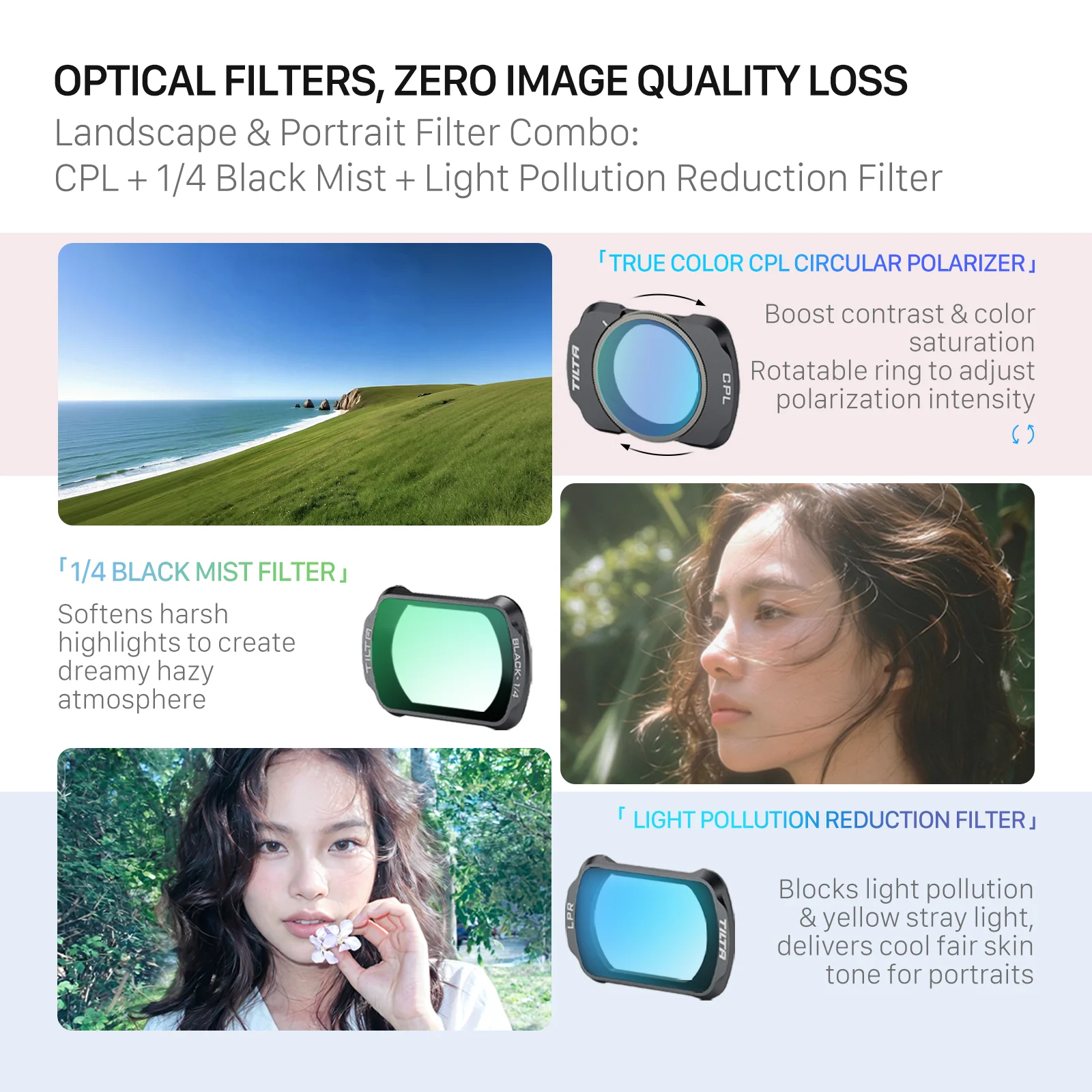 TILTA Adapter Filtrów do DJI Osmo Pocket 4 Pro, Pocket 3 4, Filtr VND CPL, Filtr Polaryzacyjny Black Mist, Obiektyw Makro TA-T103 — zdjęcie produktu 5