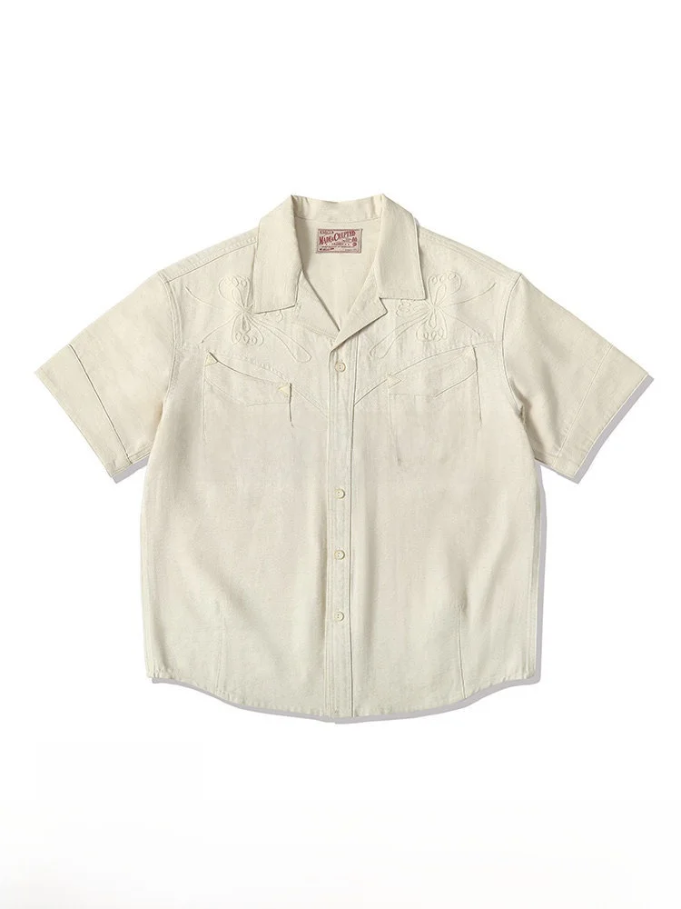 

MBBCAR Western Series Узкая ширина 8 унций Cus Woven Hemp Blend Cuba Collar Vintage ort Sve irt Дышащий летний молодежный...