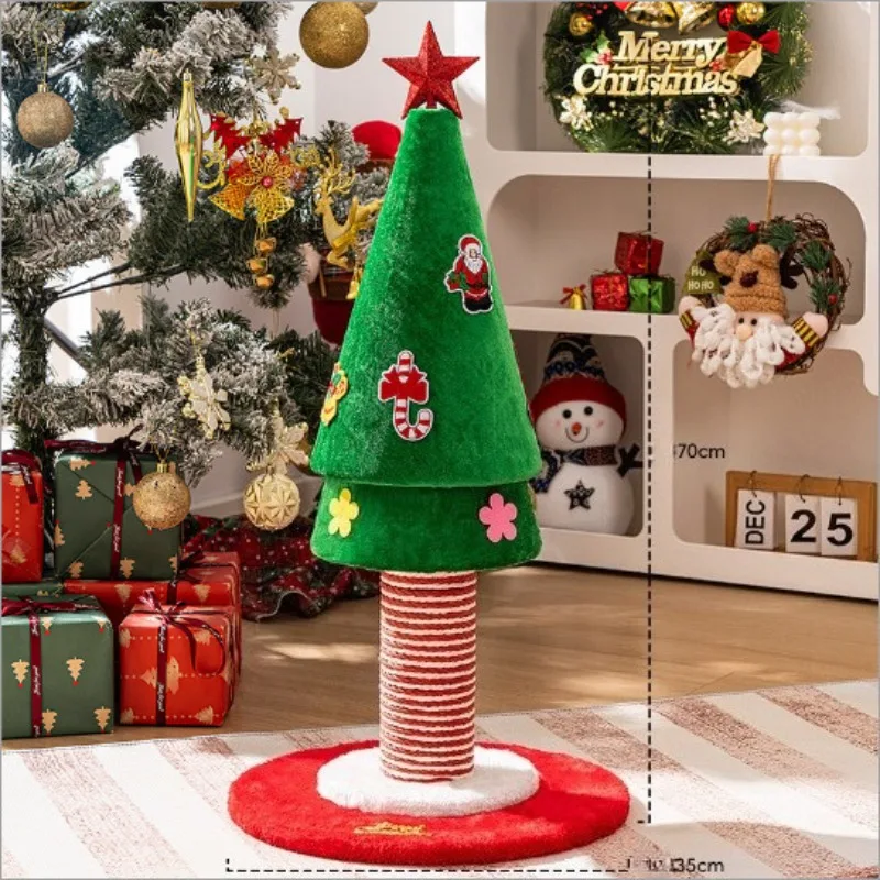 New Christmas tree style cat climbing frame, sisal cat scratch post, Christmas cat nest, cat scratch ball toy, Christmas gift
