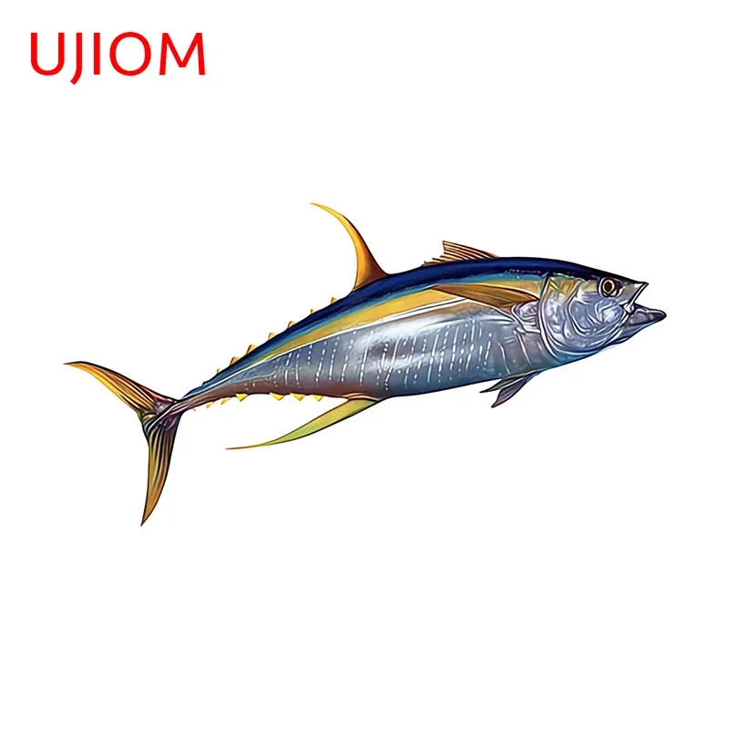 UJIOM 13cm Yellowfin Tuna 3D Wall Stickers Waterproof Personality Refrigerator Living Room Decals Room Wallpaper Accessories