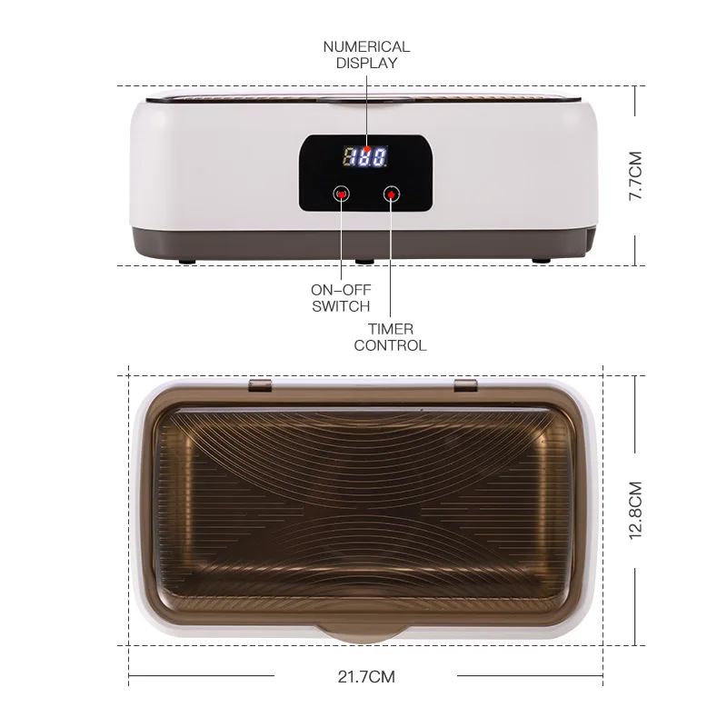 47000 هرتز عالية التردد الاهتزاز بالموجات فوق الصوتية الأنظف الفولاذ المقاوم للصدأ المحمولة 750 مللي نظارات مجوهرات 360 °   آلة التنظيف العميق