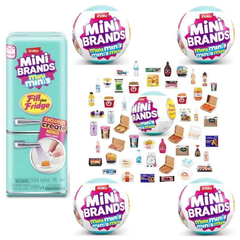 Caja Sorpresa Zuru Mini Brands Fridge con 5 Juguetes Misteriosos, Coleccionables de Supermercado en Miniatura My Melody, Set de Juego para Niños, Regalo