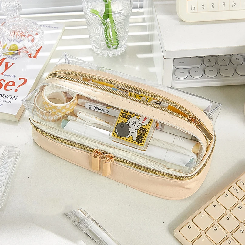 Pencil Case Transparent School Supplies Pencilcase Large Capacity Pencil Box Estuches Escolares Kawaii Stationery Pencil Cases