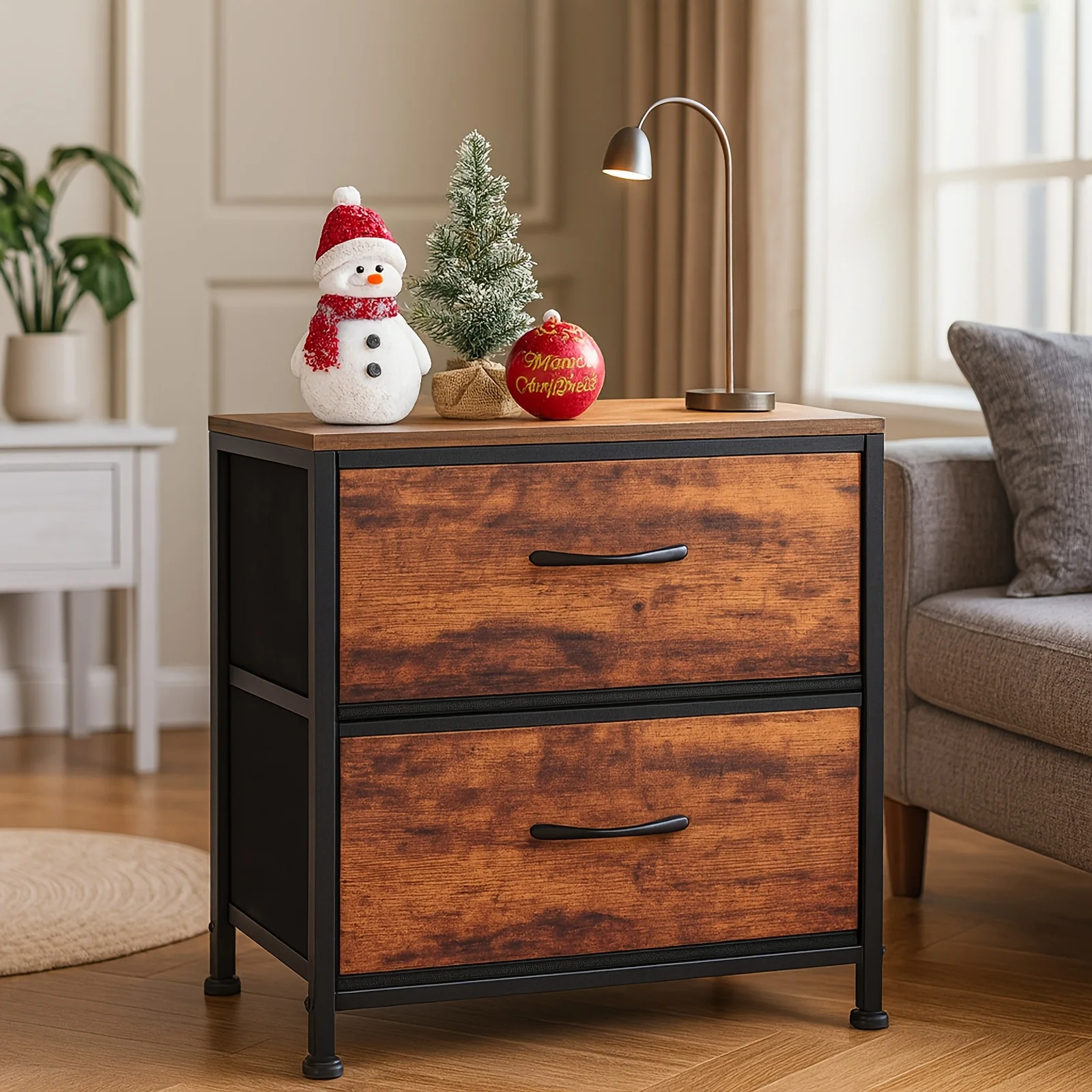 

Compact Brown Night Table Featuring Two Drawers, Ideal for Bedrooms, Closets, Or Entryways, Serving As a Bedside Storage Solution for Homes And Dorms