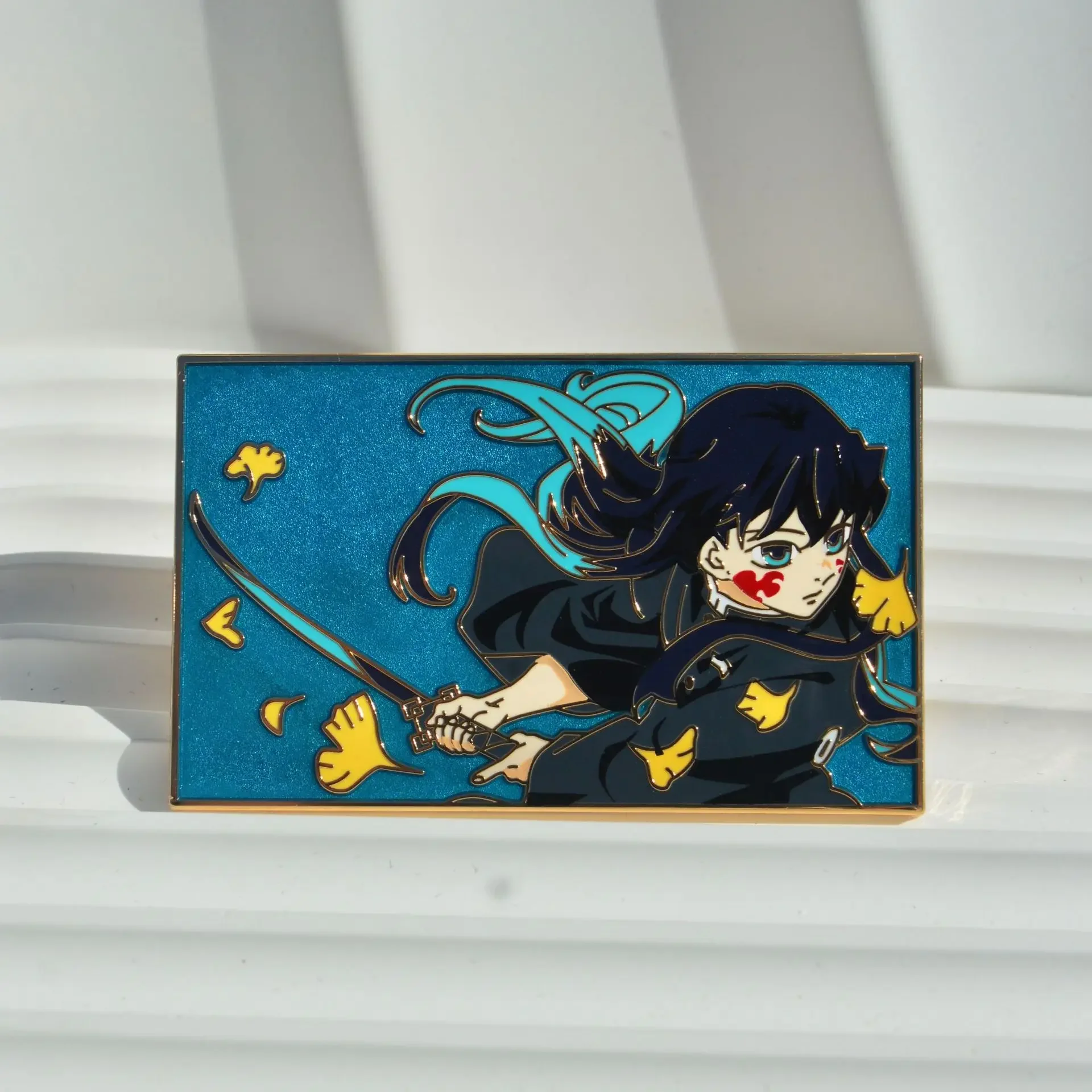 Anime Demon Slayer Badges Pendant Kanroji Mitsuri Kochou Shinobu Tokitou Muichirou Pins Kimetsu No Yaiba Brooches ACG Goods Toys view 5