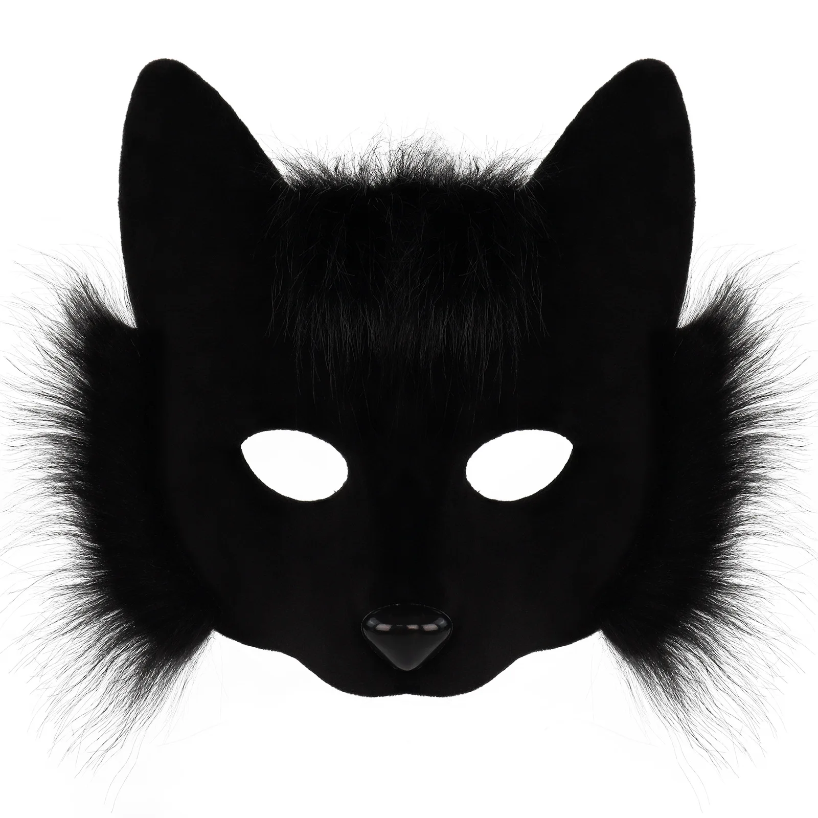 Plush Fox Cat หน้ากากสัตว์อินเทรนด์หน้ากากครึ่งหน้าเครื่องแต่งกาย Prop สําหรับคริสต์มาสฮาโลวีน Masquerade Party Cosplay Props