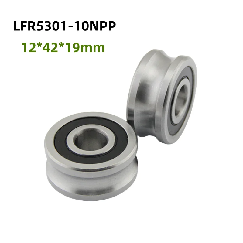 

4pcs/10pcs LFR5301-10NPP U groove pulley roller bearings LFR5301-10 12*42*19 mm Traces Walking Guide Rail bearing run 10mm shaft