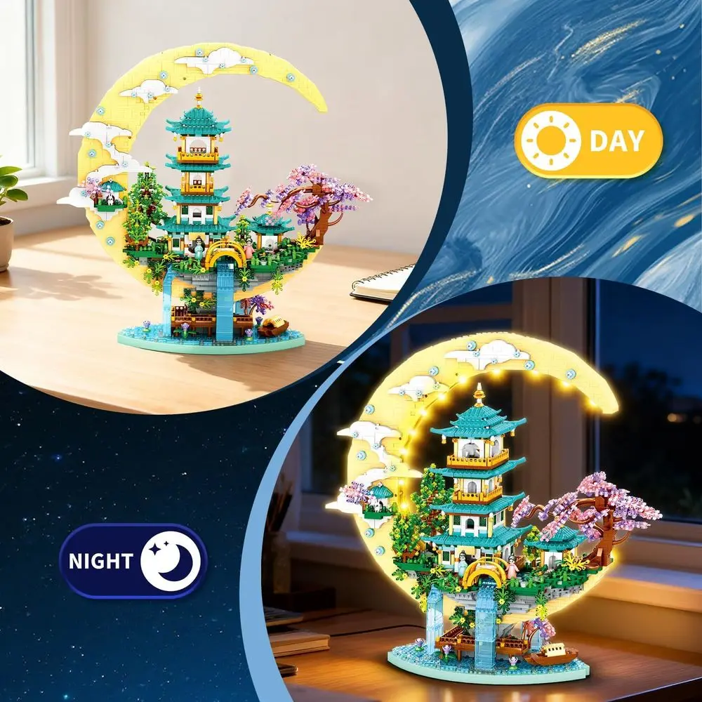 مجموعة بناء جناح مستوحاة من الآسيوية، 4288 قطعة مع ميزات مضيئة، مناسبة للأعمار من 8 سنوات فما فوق