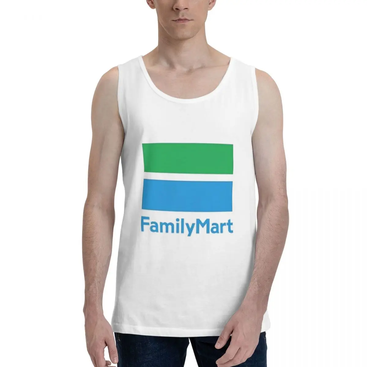 Family Mart 100% Cotton Men's Sweatshirt Vest Sleeveless Clothing Tees Men Tank Tops T-shirt