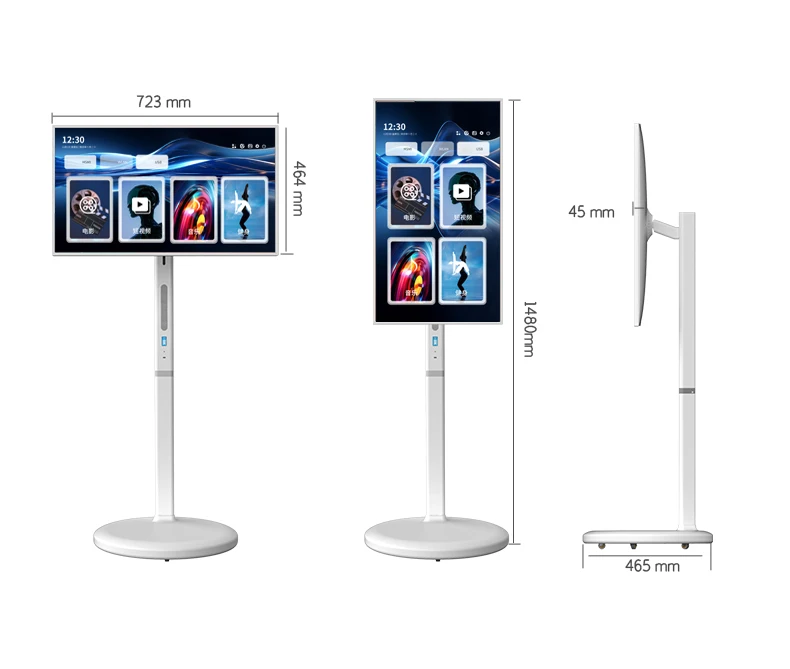 21.5/24/27/32 Inch Tablet Tv Smart Touch Screen Android OS 6gb+128gb Storage 360 Rotating Tv Stand for Indoor Use Portable Tv