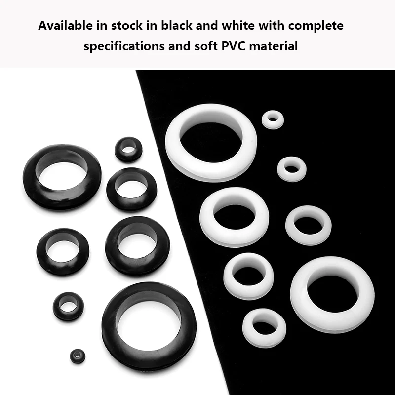 Black White Rubber Two-sided Grommet Seal Ring O-ring Sealing Cap Hole Plug For Protection Power Distribution Box Wire Cable